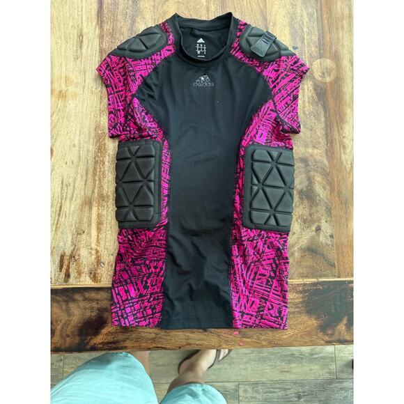 Adidas Men's Pink Techfit Padded Compression Charged Shirt Size Small - Picture 1 of 4